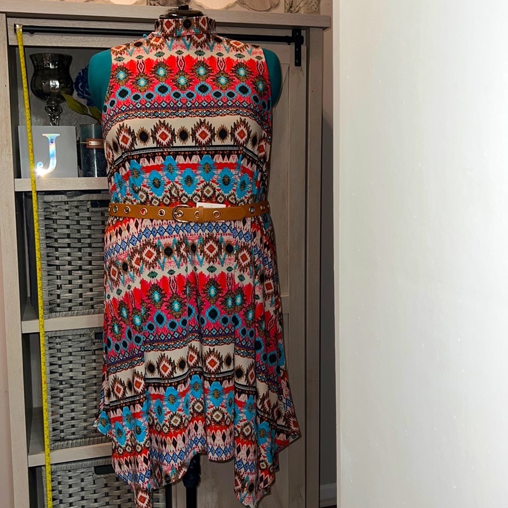 20. Trapeze Mock Neck Belted Dress, 2x